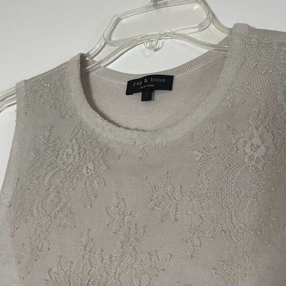 Rag and Bone blush pink Wool lace detail wool knit sleeveless top size Small - Picture 2 of 6